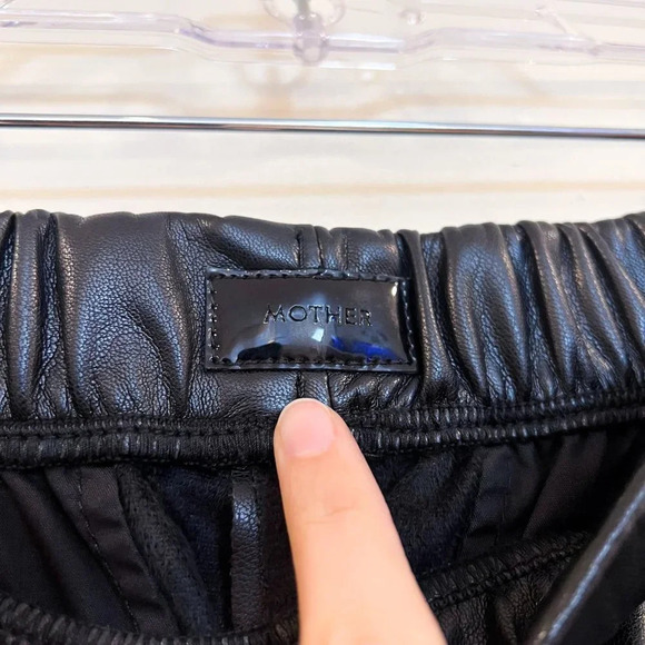 Mother Skippety Ankle Black Faux Vegan Leather Classic Straight Leg Pants Small - Picture 9 of 12